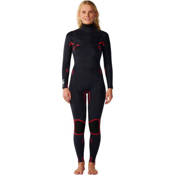 2026 Rip Curl Womens Dawn Patrol Pro 4/3mm Chest Zip Wetsuit 16VWFS - Black / White